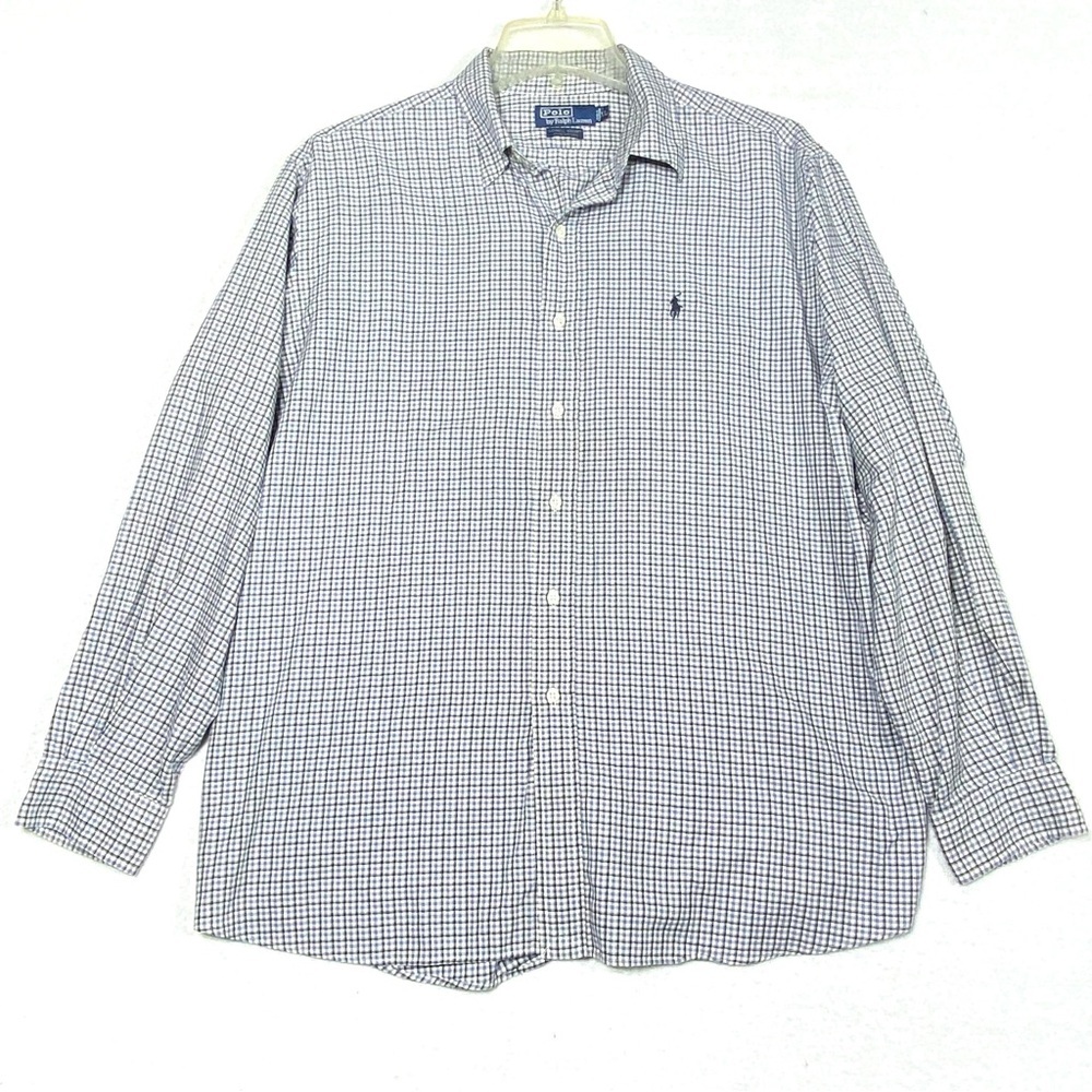 VTG Polo Ralph Lauren Lowell Sport Plaid Shirt Men XL Blue White Check Button Up